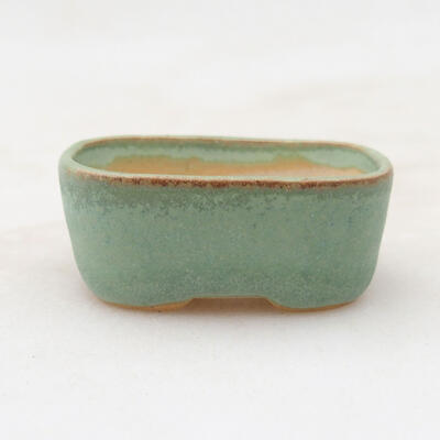 Ceramic bonsai bowl 4 x 3 x 1.5 cm, color green - 1