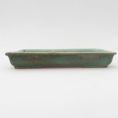 Ceramic bonsai bowl 15,5 x 12,5 x 2 cm, color green - 1