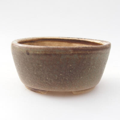 Ceramic bonsai bowl 7.5 x 7 x 3.5 cm, color green-brown - 1