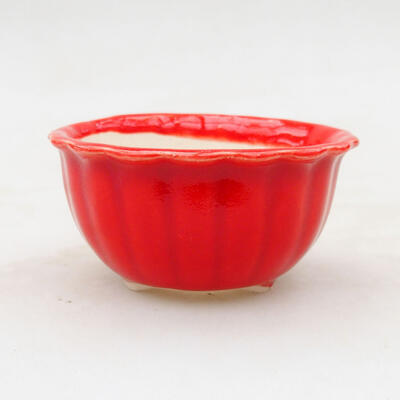 Ceramic bonsai bowl 6.5 x 6.5 x 3.5 cm, color red - 1