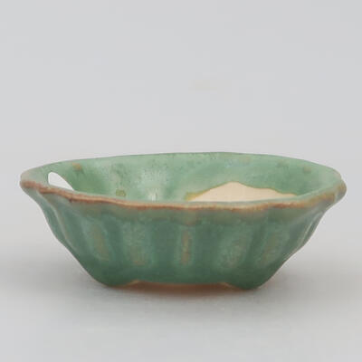 Ceramic bonsai bowl 5 x 5 x 2 cm, color green - 1