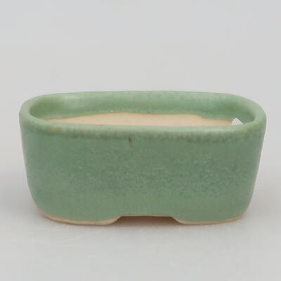 Ceramic bonsai bowl 4 x 3.5 x 1.5 cm, color green - 1