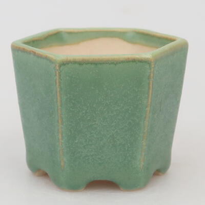 Ceramic bonsai bowl 4 x 4 x 3.5 cm, color green - 1
