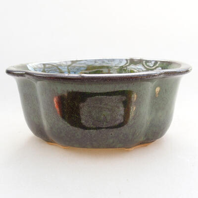 Ceramic bonsai bowl 13 x 11 x 5.5 cm, color green - 1