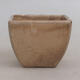 Ceramic bonsai bowl 7.5 x 7.5 x 6 cm, beige color - 1/3