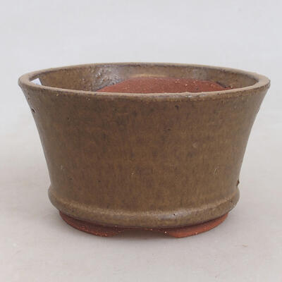 Ceramic bonsai bowl 10.5 x 10.5 x 6 cm, brown color - 1