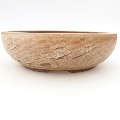 Ceramic bonsai bowl 19 x 19 x 6 cm, beige color - 1
