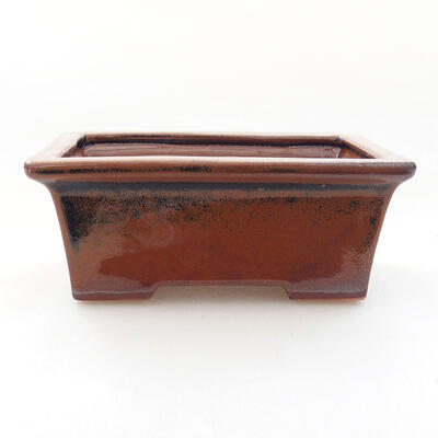 Ceramic bonsai bowl 11 x 8.5 x 4.5 cm, brown color - 1