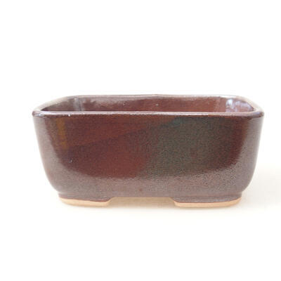 Ceramic bonsai bowl 12 x 9 x 5 cm, brown color - 1