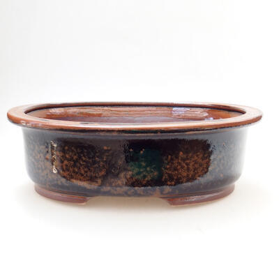 Ceramic bonsai bowl 25 x 20.5 x 8 cm, brown-black color - 1