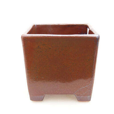 Ceramic bonsai bowl 8.5 x 8.5 x 8.5 cm, brown-black color - 1