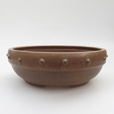 Ceramic bonsai bowl 18 x 18 x 6 cm, color brown - 1