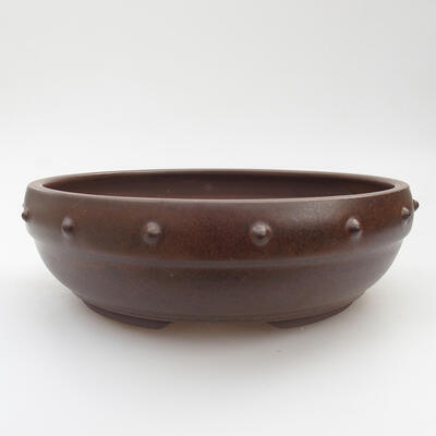 Ceramic bonsai bowl 19.5 x 19.5 x 6 cm, color brown - 1
