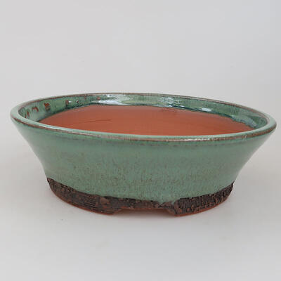 Ceramic bonsai bowl 18.5 x 18.5 x 5.5 cm, color green - 1