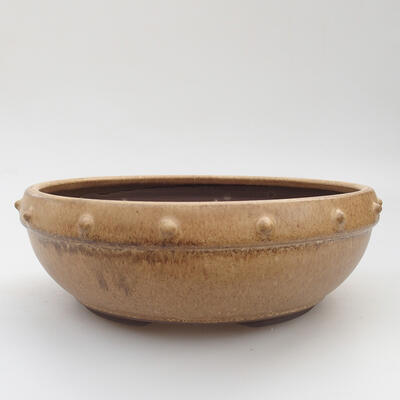 Ceramic bonsai bowl 19 x 19 x 7 cm, color beige - 1