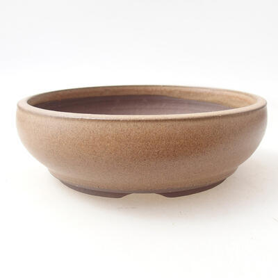 Ceramic bonsai bowl 17 x 17 x 5 cm, beige color - 1
