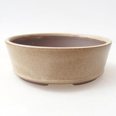 Ceramic bonsai bowl 15 x 15 x 5 cm, beige color - 1
