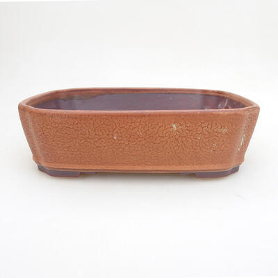 Ceramic bonsai bowl 20.5 x 17.5 x 6 cm, brown color - 1