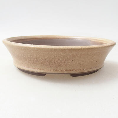 Ceramic bonsai bowl 17 x 17 x 4 cm, beige color - 1