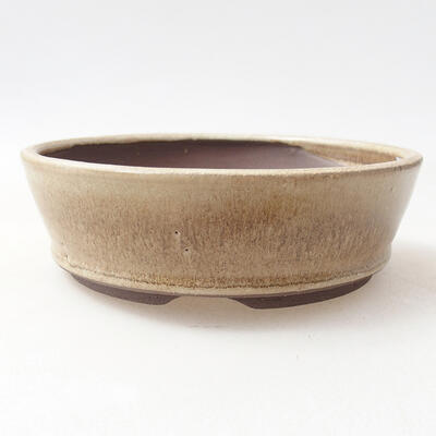 Ceramic bonsai bowl 14.5 x 14.5 x 4.5 cm, beige color - 1