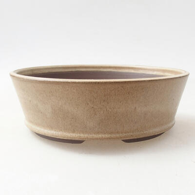 Ceramic bonsai bowl 17 x 17 x 5.5 cm, beige color - 1