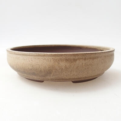 Ceramic bonsai bowl 18.5 x 18.5 x 4.5 cm, beige color - 1
