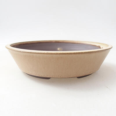 Ceramic bonsai bowl 18.5 x 18.5 x 4.5 cm, beige color - 1