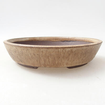 Ceramic bonsai bowl 18.5 x 18.5 x 4 cm, beige color - 1