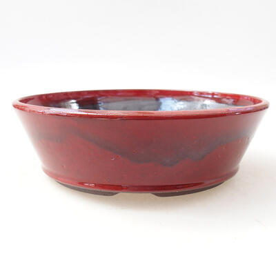 Ceramic bonsai bowl 18.5 x 18.5 x 5.5 cm, red color - 1