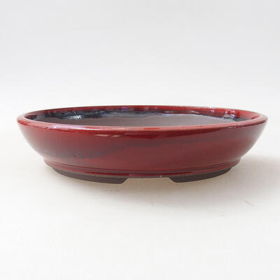 Ceramic bonsai bowl 18.5 x 18.5 x 3.5 cm, color red - 1
