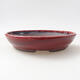 Ceramic bonsai bowl 18.5 x 18.5 x 3.5 cm, color red - 1/3