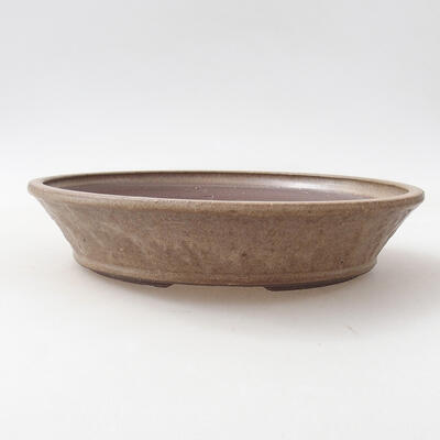 Ceramic bonsai bowl 23.5 x 23.5 x 5 cm, brown color - 1