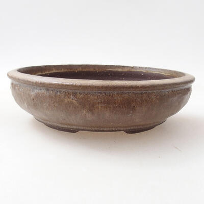 Ceramic bonsai bowl 18.5 x 18.5 x 5 cm, brown color - 1