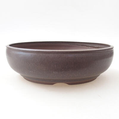 Ceramic bonsai bowl 21.5 x 21.5 x 6.5 cm, brown color - 1