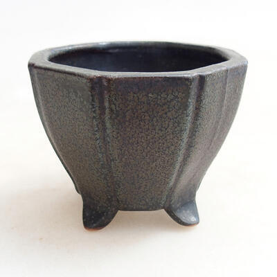 Ceramic bonsai bowl 7 x 7 x 5.5 cm, gray color - 1