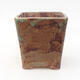 Ceramic bonsai bowl 10.5 x 10.5 x 11.5 cm, brown-green color - 1/3