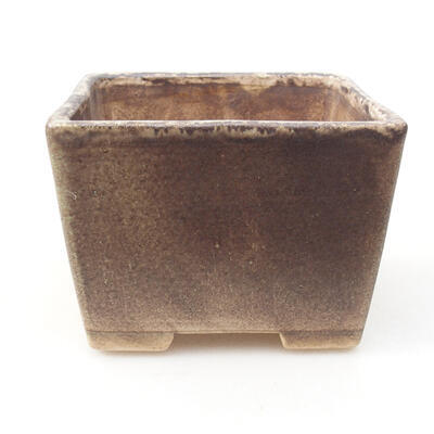 Ceramic bonsai bowl 10 x 10 x 7.5 cm, brown color - 1