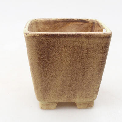 Ceramic bonsai bowl 7 x 7 x 7 cm, color brown-yellow - 1