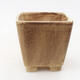 Ceramic bonsai bowl 7 x 7 x 7 cm, color brown-yellow - 1/3