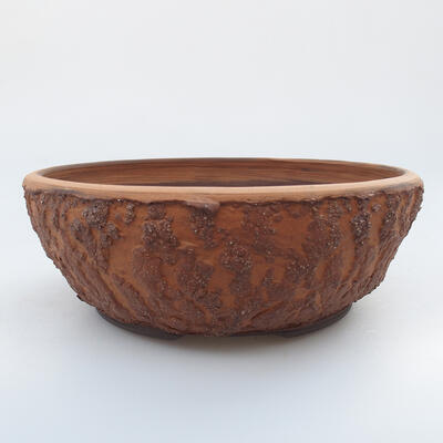 Ceramic bonsai bowl 19.5 x 19.5 x 7 cm, color brown - 1
