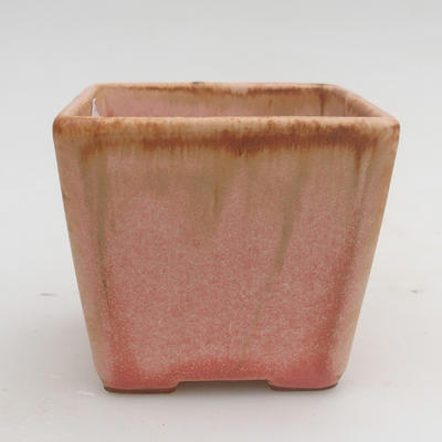 Ceramic bonsai bowl 7 x 7 x 6,5 cm, brown-pink color - 1