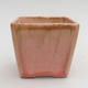 Ceramic bonsai bowl 7 x 7 x 6,5 cm, brown-pink color - 1/4