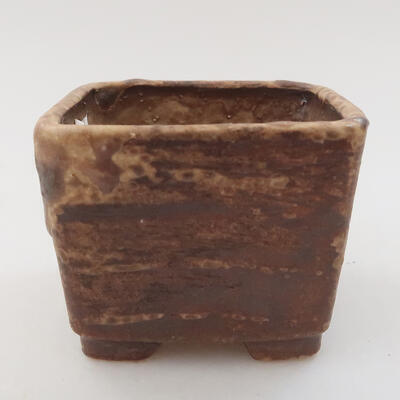 Ceramic bonsai bowl 6.5 x 6.5 x 4 cm, color brown - 1