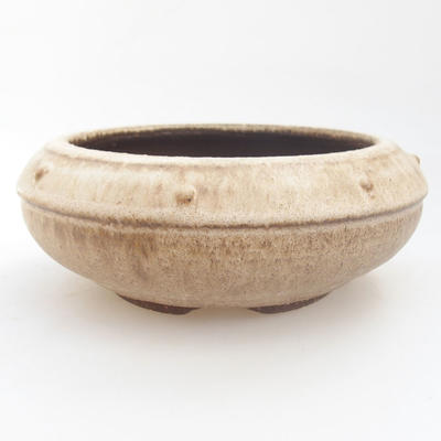 Ceramic bonsai bowl - 19 x 19 x 5 cm, brown color - 1