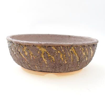 Ceramic bonsai bowl 21.5 x 21.5 x 7 cm, color crack yellow - 1
