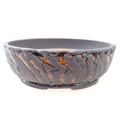 Ceramic bonsai bowl 22 x 22 x 7 cm, color crack yellow - 1