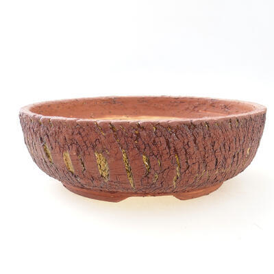 Ceramic bonsai bowl 23.5 x 23.5 x 7.5 cm, color crack yellow - 1