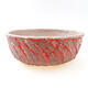 Ceramic bonsai bowl 19 x 19 x 7 cm, color cracked red - 1/3