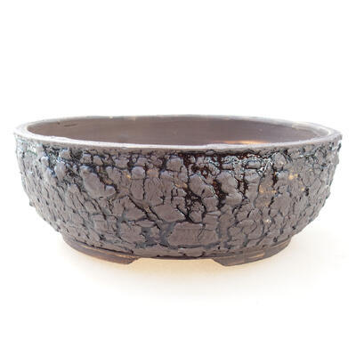 Ceramic bonsai bowl 19 x 19 x 6.5 cm, gray-black color - 1