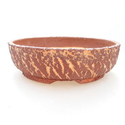 Ceramic bonsai bowl 23.5 x 23.5 x 7 cm, gray-orange color - 1